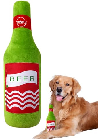 Erconsso Jouets à Coupin pour Chien,Jeu Interactif Bouteille De Vin,Jouet Couché Squeaky pour Chien | pour Mâchonnement Stimulation Mentale Activité Physique Intérieur Extérieur Caisse Enrichissement