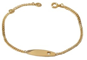2014.Jewelyr.Luxe Bracelet - Enfant/Bébé - Fille - Maille Gourmette - Identité - Coeur - Baptême - Plaqué Or Jaune 750/1000-3 Microns