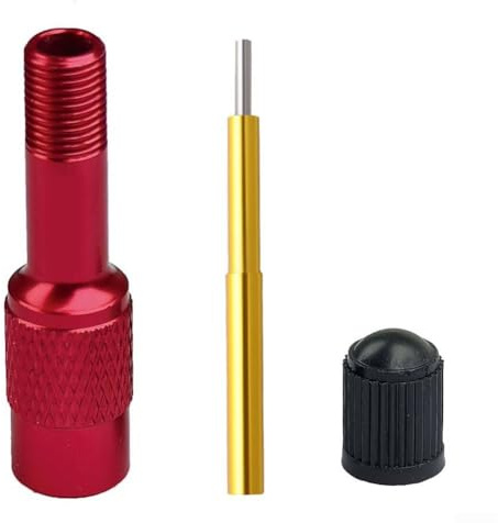 Fahrradventil-Verlängerungsadapter, 45 mm, verstellbare Aluminiumlegierung, Verlängerung für Presta- und Ventile, Luftpumpen-Werkzeug für Mountainbike-Gabeln, Elektrofahrräder (rot)