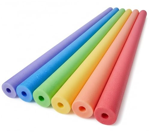 Noodles in Schiuma per Piscina, Confezione da 6 Noodles Colorati per Piscina, Schiuma Lunga 47, 2 per Nuoto e Giochi in Acqua, Galleggianti EPE Luminosi per Bambini, Adulti, Divertimento Famigli