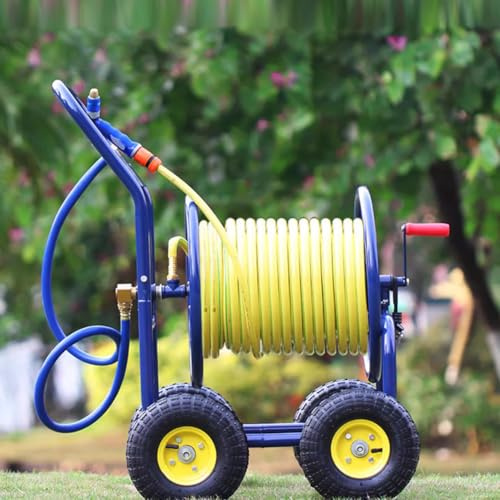 Heavy Duty Garden Hose Reel, Floor Mounted Metal Water Hose Cart for Agricultural Irrigation and Cleaning, Prevents Hose Twisting, 50M 3/4 inch