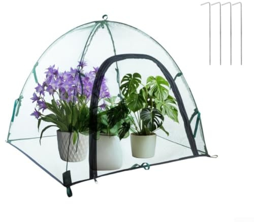 Pflanzenschutz Haube aus Reißfestem PE-Mesh mit für reißverschluss, Garten Pflanzenschutz Netz für Obst und Gemüse, Insektenschutz Zelt mit Erdnägeln, Grün 56x56x56 cm