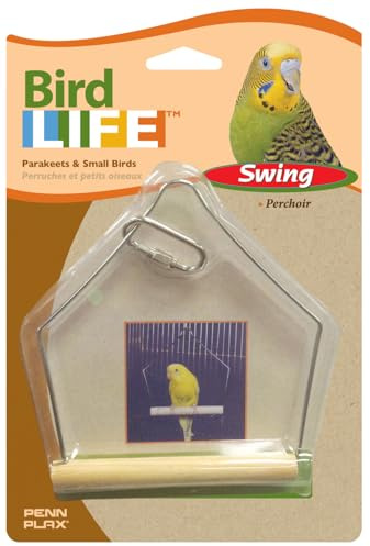 Penn-Plax Bird-Life Bird Swing for Cage | Natural Perch Stand | for Parakeets, Cockatiels, Lovebirds, Conures, and Small Sized Birds | 4” Inch Swing