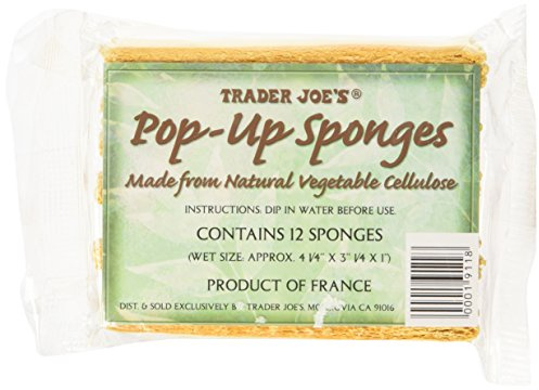Trader Joe's Pop up Sponges Made From Natural Vegetable Cellulose 12 Sponges, 1 Pack