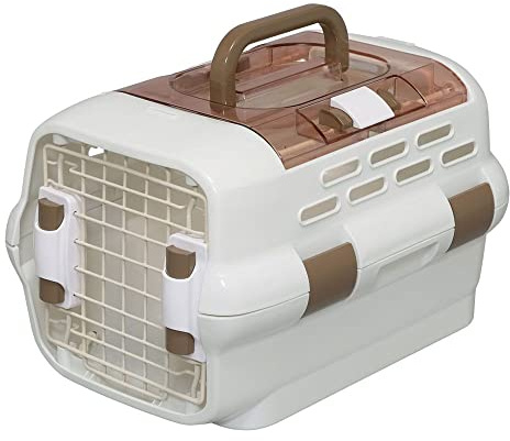 Iris Ohyama, Caisse, Panier, Sac de Transport Plastique(PP) pour Chat, Deux Portes Amovibles à Grille et Fermeture sécurité, Deux lanières, L51.1 x P32.1 x H28.7 cm, PDPC-500, Blanc
