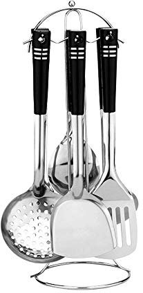 WINIAER Juego de utensilios de cocina de acero inoxidable 7 piezas, cuchara y espátula