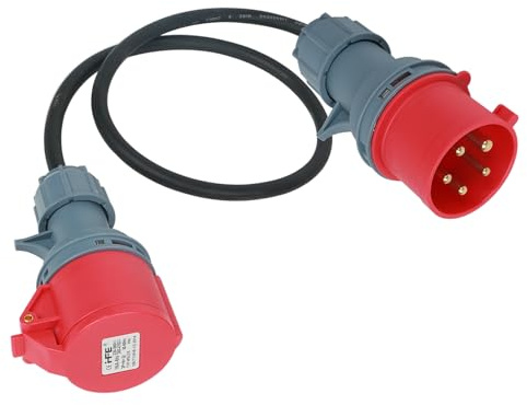 CEE Adapterleitung 5P 32A Stecker auf CEE 16A Kupplung,CEE Adapterleitung 1M Anschlusskabel 5x2,5mm² Gummischlauchleitung Adapter,32A/400V Stecker auf CEE 16A/400V Kupplung