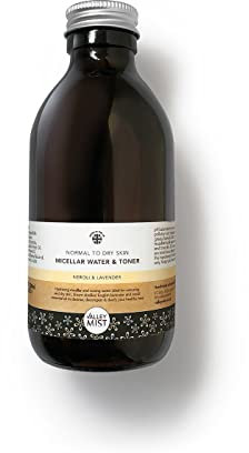 Valley Mist Micellar Water + Toner for Normal - Dry Skin - 3 in 1 Makeup Remover, Cleanser + Toner - with Neroli + Lavender - 200 ml