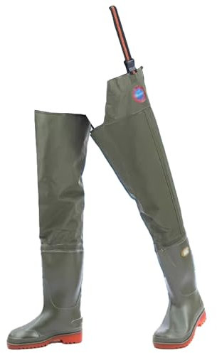 BERRIHORT Watstiefel Wasserdichte Hüftwathose, leichter, rutschfester Hüftstiefel für Männer und Frauen mit verstellbarer Schnalle für Angeln und Jagen(Size:35 EU)