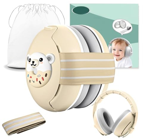 Robofun 2 in 1 Cuffie Neonato Antirumore, Protettori Acustici per Neonati -25dB, Fasce Regolabili, Protezione Acustica Ideale per Neonati fino a 48 Mesi, Confortevoli