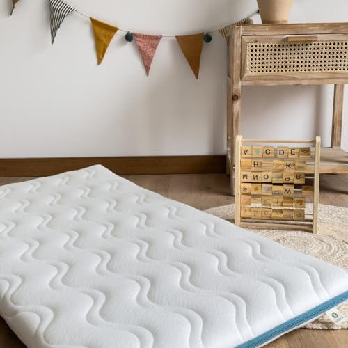 Kadolis - Colchón de Viaje COCOLEGEND® Enrollado 60x120x5 cm - Corazón 100% Natural de Cocolatex - Colchón de látex con Funda Lavable extraíble - Certificación Oeko-Tex