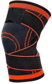YXADGML Knee Sleeves 1Pair Adjustable Sports Knee Pad Knee Stabilizer Brace Support for Hiking Soccer Basketball Running Sport(Orange With Straps,XL)