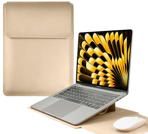 HaruYo 13-14-15-16 Zoll Laptop Sleeve Laptophülle (13-14 Zoll Khaki) | für MacBook Pro 13 14/MacBook Air 13/Surface 13.5/iPad Pro 12.9, Standfunktion, Computer Tasche mit Zubehörtasche