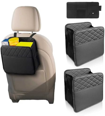 HYZCXPL 2PCS Autositz Organizer, Auto Organizer RüCksitz, Auto Organizer Beifahrersitz, Aufbewahrungstasche füR Autositz, Schwarz, Mit Sonnenblenden-Aufbewahrungsbox