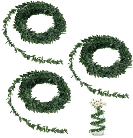 3 Pcs Artificial Ivy Garland, 24.6 Ft Fake Vines for Bedroom Aesthetic | Fake Ivy & Artificial Vines, Hanging Ivy Garland for Home Garden Wedding Party Wall Decor, Lifelike Faux Greenery