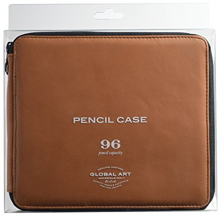 Speedball Art Products Genuine Leather Storage Case for Pencils, Markers, Pens and Art Supplies, Holds Up To 96 Standard Pencils, Antique Brown