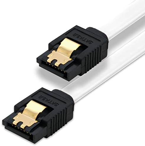 BIGtec 0,5m SATA Kabel S-ATA III Datenkabel Anschlusskabel weiß HDD SSD 6GBit/s Stecker L-Type/L-Type 50cm vergoldet gerade/gerade serial ATA Verriegelung SATA-3