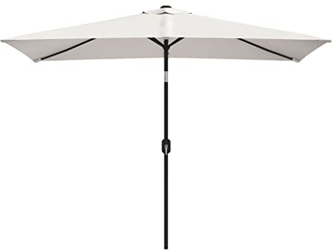 vidaXL Parasol Blanc Sable Rectangulaire Parasol de Jardin Plage Pare-Soleil