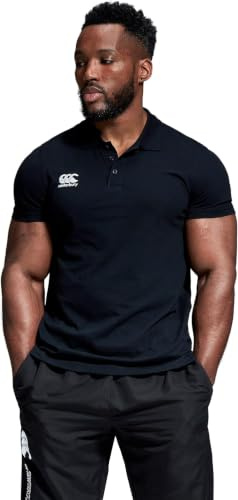 Canterbury Uomo Polo in Cotone Waimak | Maglietta da Rugby | Casual Polo Black XL