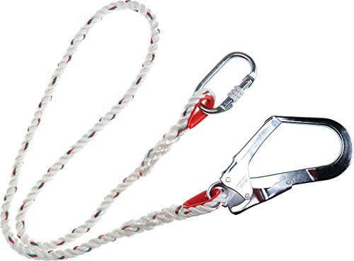 TOP LOCK Geschlagenes Halteseil 150cm, 1 großer Karabiner, 1 Schraubkarabiner