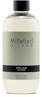 Millefiori Milano – Fragranza Ricarica per Diffusore a Bastoncini 500 ml, White Musk – Profumatore Ambiente Raffinato con Note Muschiate e Delicate