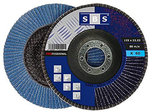20 Stück SBS Fächerscheiben 125 mm / Korn 60 Blau Schleifscheiben Schleifmop