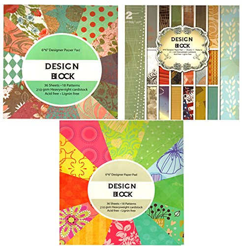 trends4ever 3 x Vintage Scrapbooking Papier Motivblock Designpapier Bastelpapier - insgesamt 108 Seiten - 54 Motive - Papiergewicht ca. 210 g/m² - 3 Blocks mit je 36 Seiten