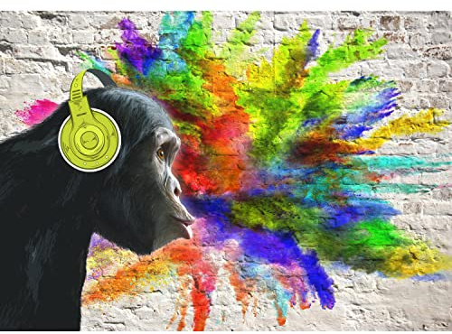 Runa Art Papier peint intissé Singe Graffiti 352 x 250 cm Toison Mur XXL Tableaux Muraux Tapisserie Photo Décoration Murale Salon Chambre Coloré 9169011a