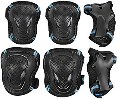 Adults Knee Elbow Wrist Braces Pads Set Reflective Collision Avoidance Skate Roller Blading Skateboarding Biking Knee Braces Support Elbow Pads Wrist Protector Kneepad