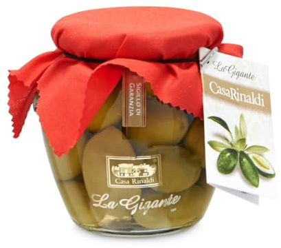 Casa Rinaldi - Olive Verdi Giganti in Salamoia, La Bella della Daunia D.O.P., Bella di Cerignola, Sapore Fresco e Maturo, Barattolo da 580 gr