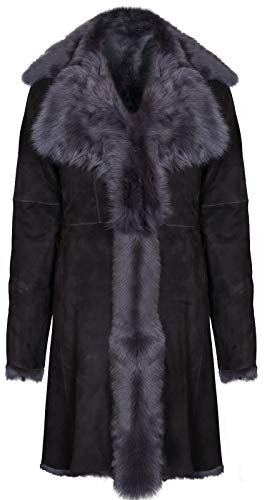 Infnity Leather Damen Grau Damen Echt Toscana Schaffell Leder Wildleder Jacke Trenchcoat 2XL