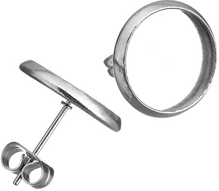 Perlin Pendientes de acero inoxidable con tuerca para cabujones de 8 mm, redondos, para joyas, 10 unidades M393