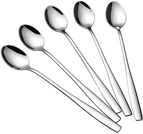 Mayish Lot de 6 Cuillères à Glace en Acier Inoxydable Longue cuillère à Glace Sundae Cuillère pour de Lattes Cuillère à Confiture en INOX, 19.2cm