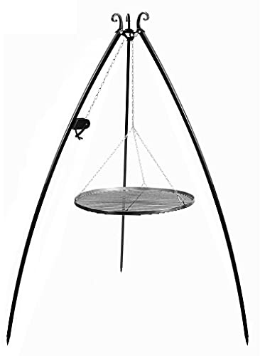 Cookking Schwenkgrill TRIPOD 200cm, Dreibein mit Grillrost und Rolle (Grillrost aus Rohstahl, 80 cm)