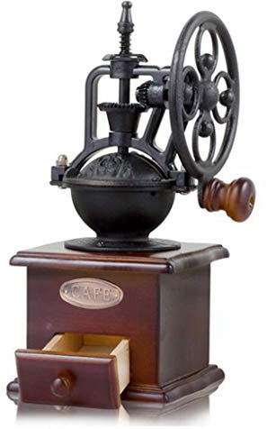 seeyouagan Vintage Hand Shake Coffee Bean Grinder, Ceramic Grinding Core Cast Iron Bean Trough Big Wheel Manual Coffee Machine
