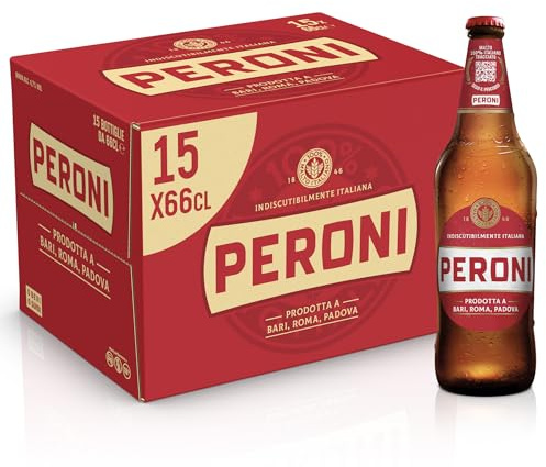Peroni Birra Lager, Cassa 15x66cl Bottiglia, Malto Italiano, Gusto Amaro, 4.7% Vol