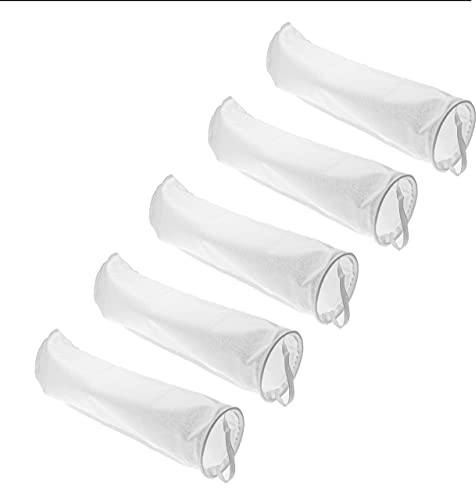 vhbw 5X Universal Filtersocke für Aquarien | Pools, Skimmer - Filterbeutel, Polypropylen, 18 x 81 cm, 100 Mikrometer, Weiß