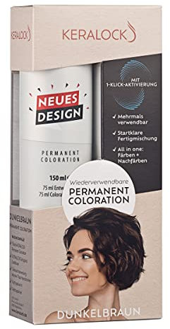 Keralock Permanent Coloration Dunkelbraun, Mehrmals Verwendbar, Färben und Nachfärben, Ohne Anmischen, Bis zu 4 Monate Wiederverwendbar, Zuverlässige Grauabdeckung