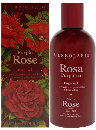 L'Erbolario Bagnogel Rosa Purpurea, Bagno Schiuma Doccia con Estratto e Acqua distillata di Rosa Gallica, Tonificante e Idratante, Pelle Morbida, Formato 250ml