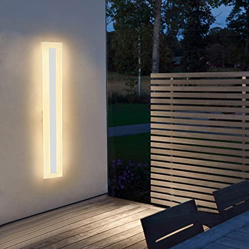 VOMI Außenlampe Wand LED Wandleuchten Aussen Innen Weiß Warmweiss 3000K Wasserdicht IP65 Wandlichte Dekorative Wandlampe Moderne Lange Streifen Wandfluter Garten Schlafzimmer Treppen Warmes Licht,30cm