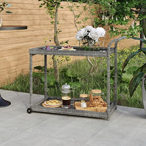 DCRAF Home Products-Barwagen grau 100x45x83cm Poly Rattan