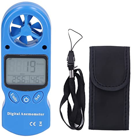 TITA-DONG 3V Digitaler Anemometer, Mehrzweck-Hand-Windgeschwindigkeitsmesser, Blaues Temperatur-Windmesser, Windgeschwindigkeitsmesswerkzeug Zur Messung der Windgeschwindigkeit
