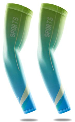 AUXDIQ Maniche a Braccio Uomo Donna Manicotto Braccio UV Protezione Manicotti di Ghiaccio Compressione Braccio per Ciclismo Pesca Basket Corsa all'Aperto Verde