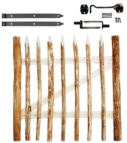 Gartentor Zauntor Haselnuss Staketenzaun Gartenzaun Garten Tür Holztor Hof Tor Zauntor für Staketenzaun Höhe 50cm (V11-50)