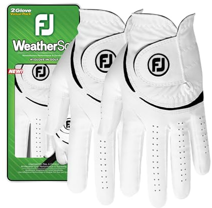 FootJoy Women's WeatherSof 2-Pack Golf Glove, White, Medium, Worn on Left Hand