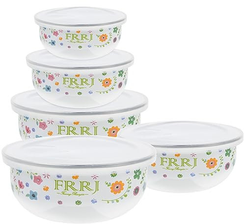 UPKOCH Set Ciotole Smaltate Con Coperchio Ciotola Rotonda 7.5In Per Insalata Frutta E Noodles Contenitore Per Alimenti Freschi Per Casa E Ristorante