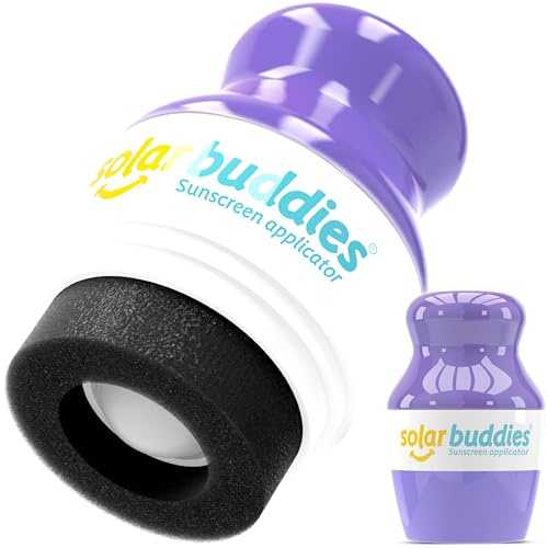 Solar Buddies Sunscreen Applicator - Purple - Refillable Roll on Sponge Sunscreen, Suncream & Lotion Applicator For Kids, Adults & Families - Holds 3.4fl oz, Perfect Size for Travel
