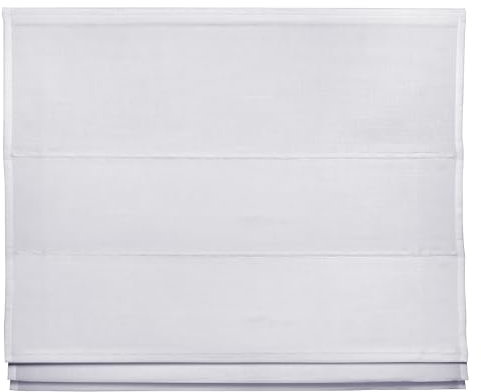 Easydeco - Faltrollo mit Stäben, Leinen, Easyfix-Option ohne Bohrung, naturfarben, 60 x 180 cm