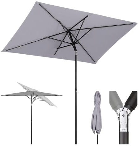 Sekey 200 × 125 cm Sonnenschirm Balkon Sonnenschirm Rechteckig für Balkon, Terrasse & Garten,Windfest Kippbar UPF 50+