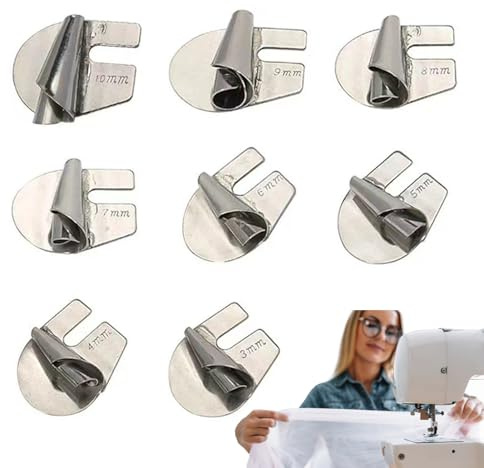 HUNYA 8-teiliges Näh-Rollsaum-Nähfuß-Set, Spiralnährohr-Saumfuss, Nähen Rolled Hemmer Fuß Set, 3mm-10mm 8 Sizes Sewing Machine Presser Foot for Home Sewing Machines